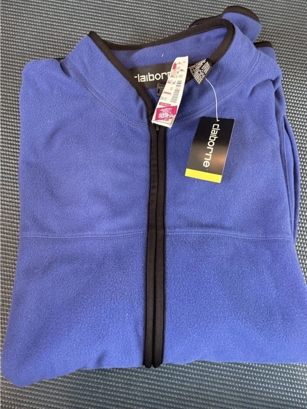 Claiborne Royal Blue Fleece Jacket with Black Trim